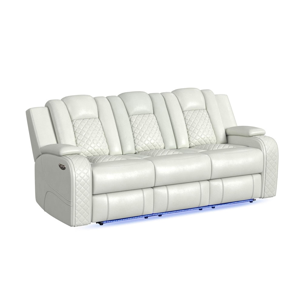 Picket House Furnishings - Amias Power Motion Sofa with Power Headrest, Dropdown Table, Power Strip, Led and Reading Light in Pebble Oyster - U-8900-8205-308PP veiw 1
