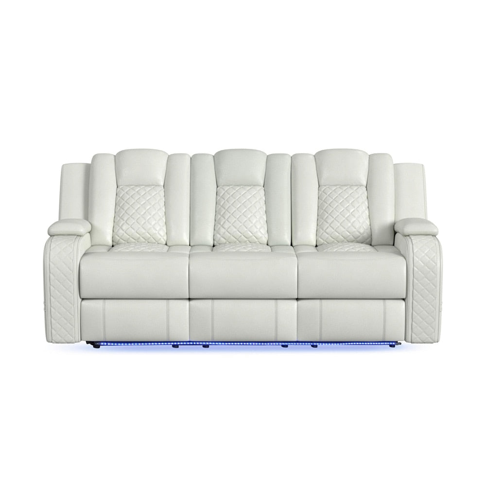 Picket House Furnishings - Amias Power Motion Sofa with Power Headrest, Dropdown Table, Power Strip, Led and Reading Light in Pebble Oyster - U-8900-8205-308PP veiw 2