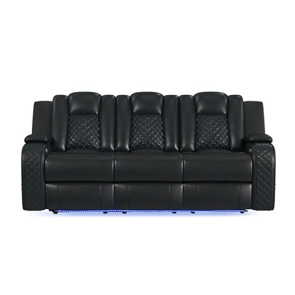 Picket House Furnishings -  Amias Power Motion Sofa with Power Headrest, Dropdown Table, Power strip, led and reading light in Pebble Black - U-8900-8206-308PP veiw 2