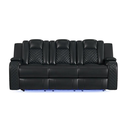 Picket House Furnishings -  Amias Power Motion Sofa with Power Headrest, Dropdown Table, Power strip, led and reading light in Pebble Black - U-8900-8206-308PP veiw 2