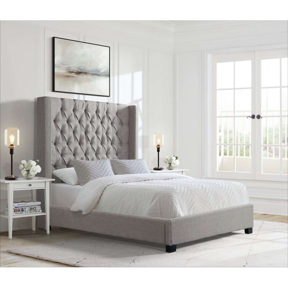 Picket House Furnishings - Arden King Tufted Upholstered Bed in Grey - UMW092KB veiw 2