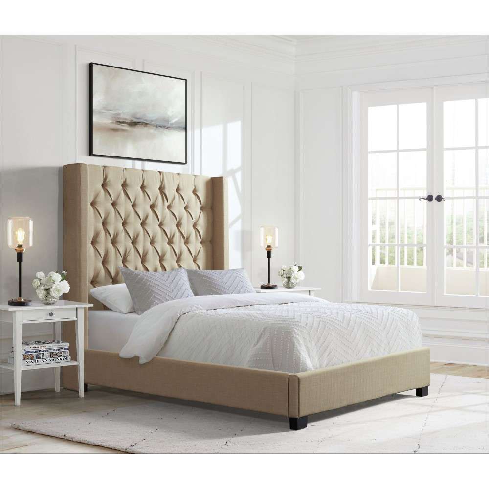 Picket House Furnishings - Arden King Tufted Upholstered Bed in Natural - UMW082KB veiw 2