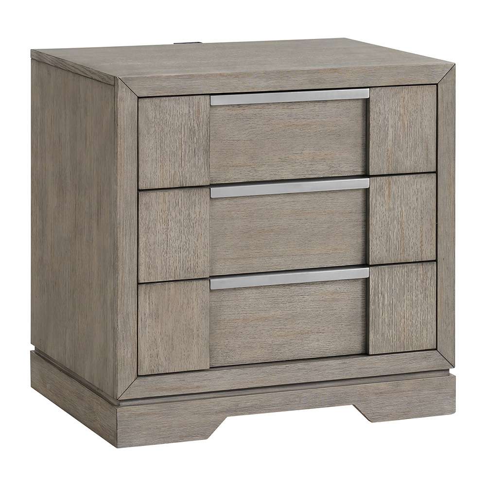 Picket House Furnishings - Argo 3-Drawer Nightstand with USB in Grey - B-9770-3-NS veiw 1