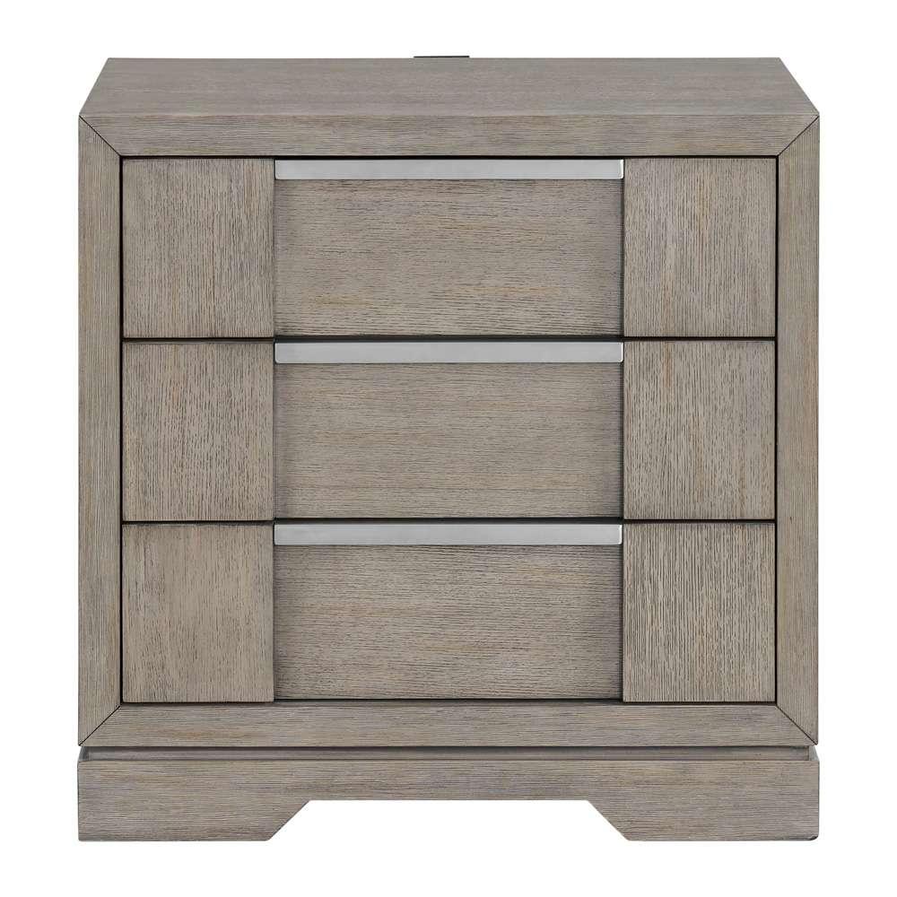 Picket House Furnishings - Argo 3-Drawer Nightstand with USB in Grey - B-9770-3-NS veiw 2