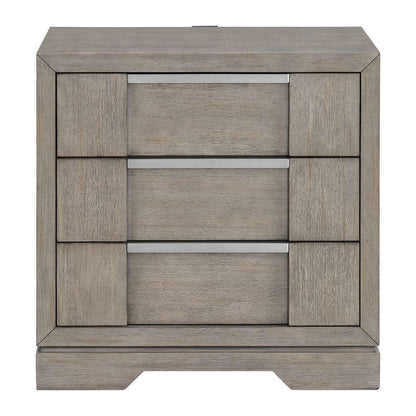 Picket House Furnishings - Argo 3-Drawer Nightstand with USB in Grey - B-9770-3-NS veiw 2