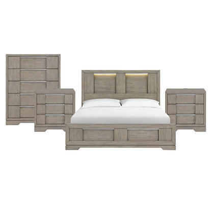 Picket House Furnishings - Argo King 4PC Bedroom Set in Grey - B-9770-3-KBL-NSCH view 1