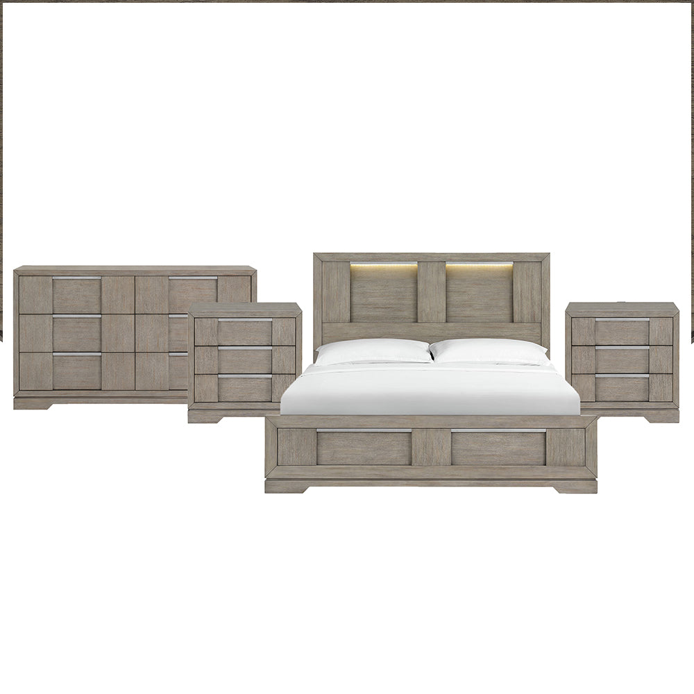 Picket House Furnishings - Argo King 4PC Bedroom Set in Grey - B-9770-3-KBL-NSDR view 1