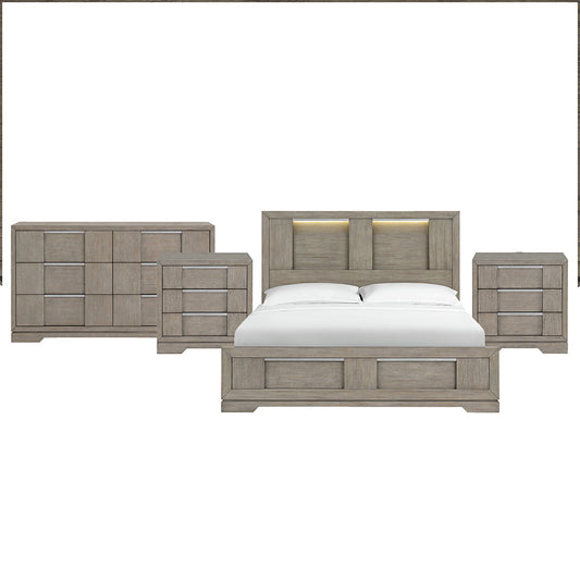 Picket House Furnishings - Argo King 4PC Bedroom Set in Grey - B-9770-3-KBL-NSDR view 1
