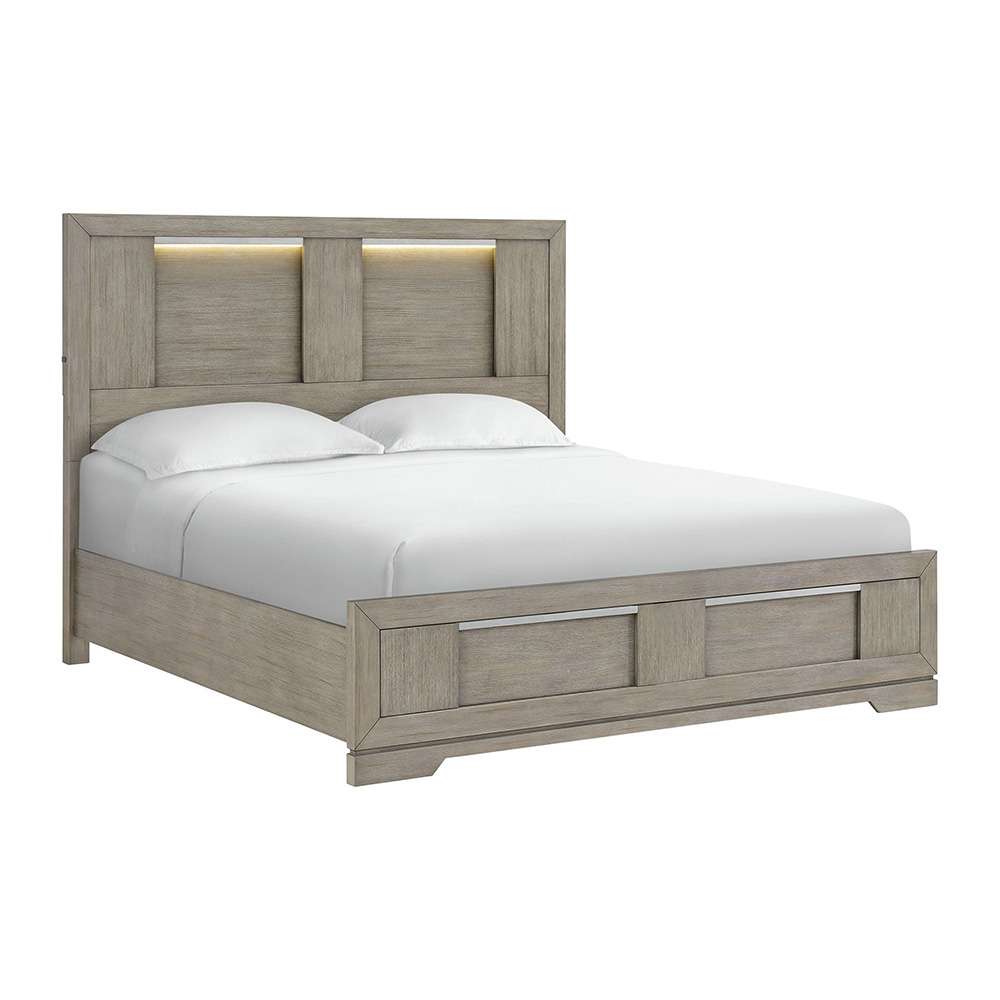 Picket House Furnishings - Argo King Panel Bed with LED in Grey - B-9770-3-KBL veiw 1