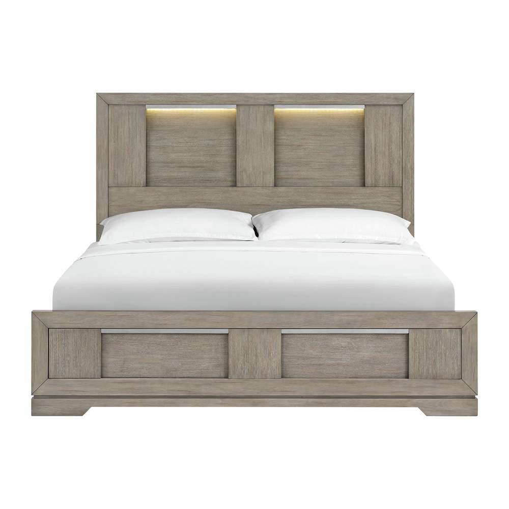 Picket House Furnishings - Argo King Panel Bed with LED in Grey - B-9770-3-KBL veiw 2