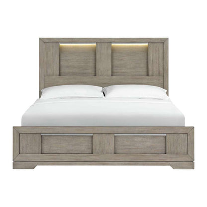 Picket House Furnishings - Argo King Panel Bed with LED in Grey - B-9770-3-KBL veiw 2