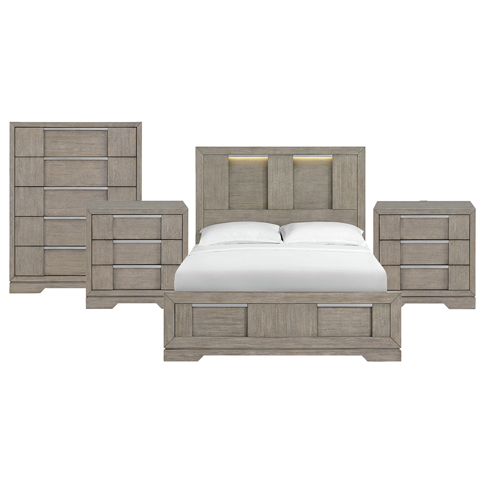 Picket House Furnishings - Argo Queen 4PC Bedroom Set in Grey - B-9770-3-QBL-NSCH view 1