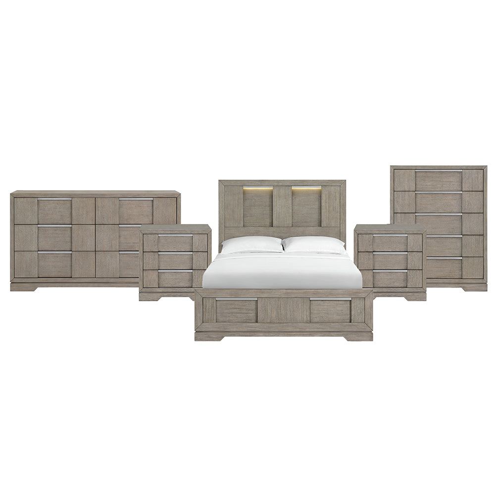 Picket House Furnishings - Argo Queen 5PC Bedroom Set in Grey - B-9770-3-QBL-NSDRC view 1