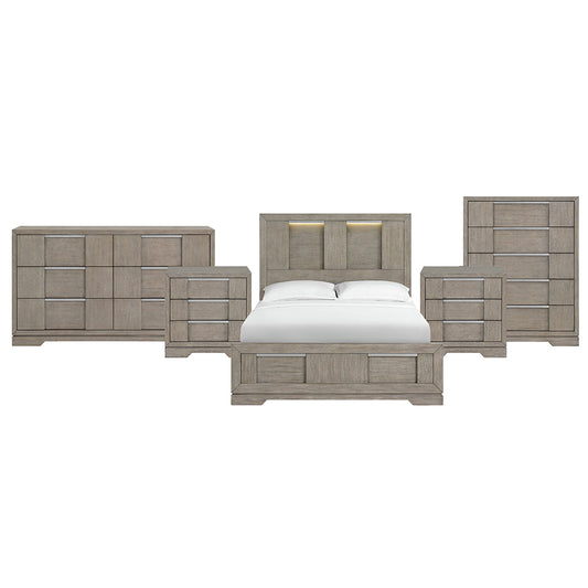 Picket House Furnishings - Argo Queen 5PC Bedroom Set in Grey - B-9770-3-QBL-NSDRC view 1