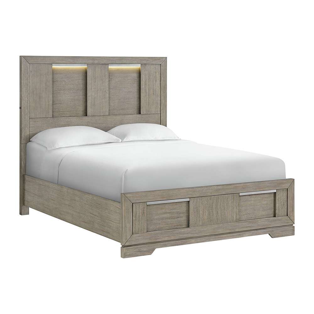 Picket House Furnishings - Argo Queen Panel Bed with LED in Grey - B-9770-3-QBL veiw 1