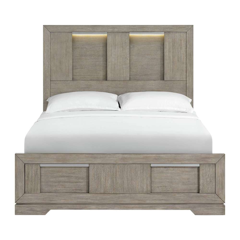 Picket House Furnishings - Argo Queen Panel Bed with LED in Grey - B-9770-3-QBL veiw 2