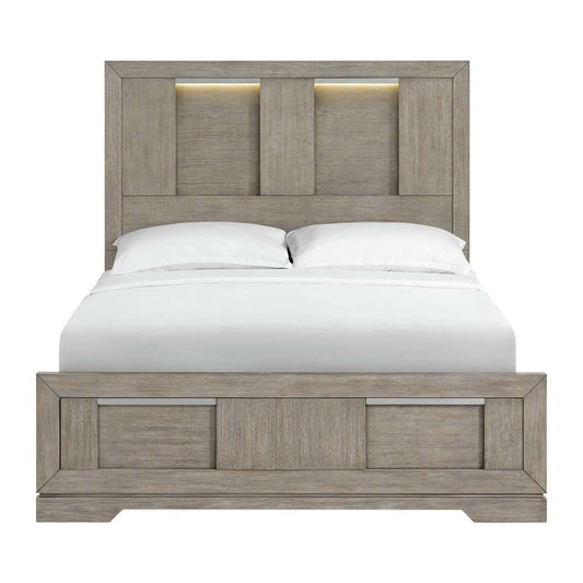 Picket House Furnishings - Argo Queen Panel Bed with LED in Grey - B-9770-3-QBL veiw 2