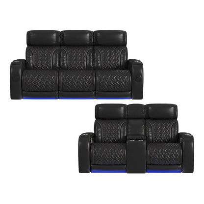 Picket House Furnishings -  Ascend P3 2PC Living Room Set in Jett Black with Red Stitching-Sofa & Loveseat - U-16330-10450-SL-2PC view 1