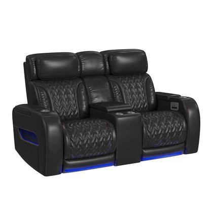 Picket House Furnishings -  Ascend P3 2PC Living Room Set in Jett Black with Red Stitching-Sofa & Loveseat - U-16330-10450-SL-2PC view 4