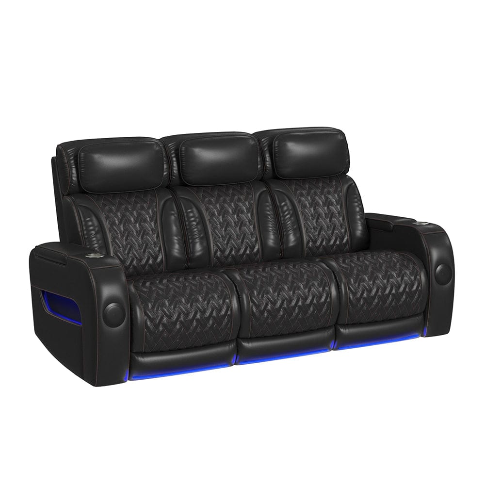 Picket House Furnishings -  Ascend P3 3PC Living Room Set in Jett Black with Red Stitching-Sofa, Loveseat & Recliner - U-16330-10450-3PC view 2