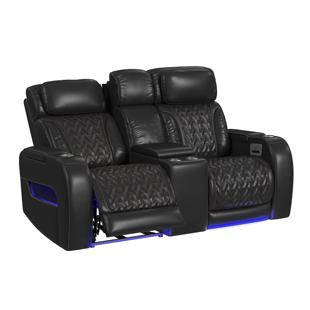 Picket House Furnishings -  Ascend P3 3PC Living Room Set in Jett Black with Red Stitching-Sofa, Loveseat & Recliner - U-16330-10450-3PC view 5