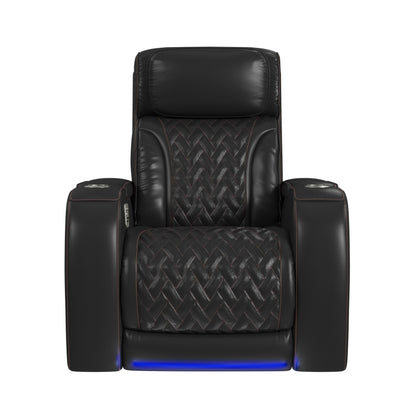 Picket House Furnishings -  Ascend P3 Recliner with LED and wireless charger pocket in Jett Black with Red Stitching - U-16330-10450-105PPPR view 3