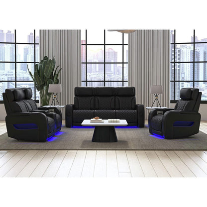 Picket House Furnishings -  Ascend P3 Recliner with LED and wireless charger pocket in Jett Black with Red Stitching - U-16330-10450-105PPPR view 6