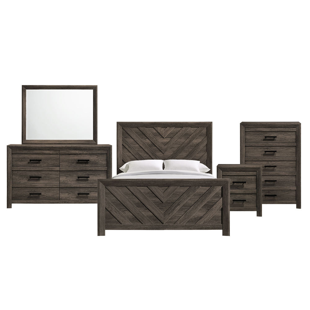 Picket House Furnishings - Ashford Full Panel 5PC Bedroom Set in Mocha Grey - EL400FBZS5PC view 1