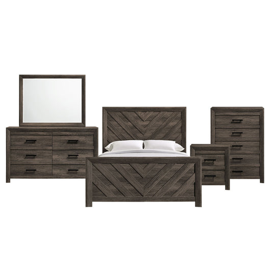 Picket House Furnishings - Ashford Full Panel 5PC Bedroom Set in Mocha Grey - EL400FBZS5PC view 1
