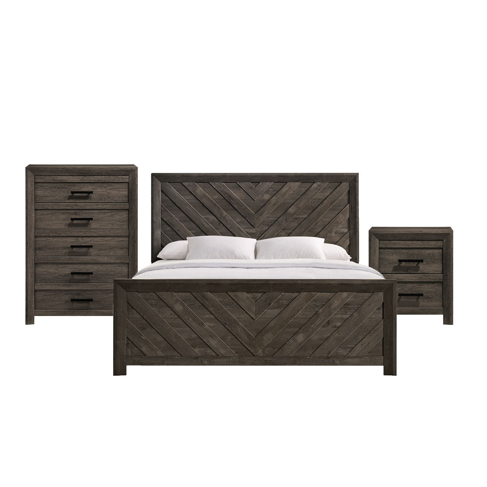 Picket House Furnishings - Ashford King Panel 3PC Bedroom Set in Mocha Grey - EL400KBZS3PC view 1