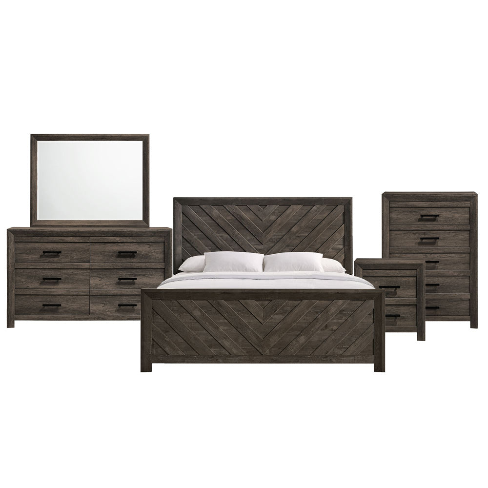 Picket House Furnishings - Ashford King Panel 5PC Bedroom Set in Mocha Grey - EL400KBZS5PC view 1