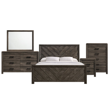Picket House Furnishings - Ashford King Panel 5PC Bedroom Set in Mocha Grey - EL400KBZS5PC view 1