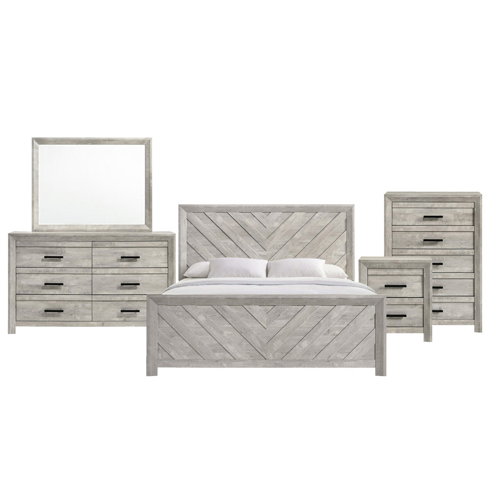 Picket House Furnishings - Ashford King Panel 5PC Bedroom Set in White - EL700KBZS5PC view 1