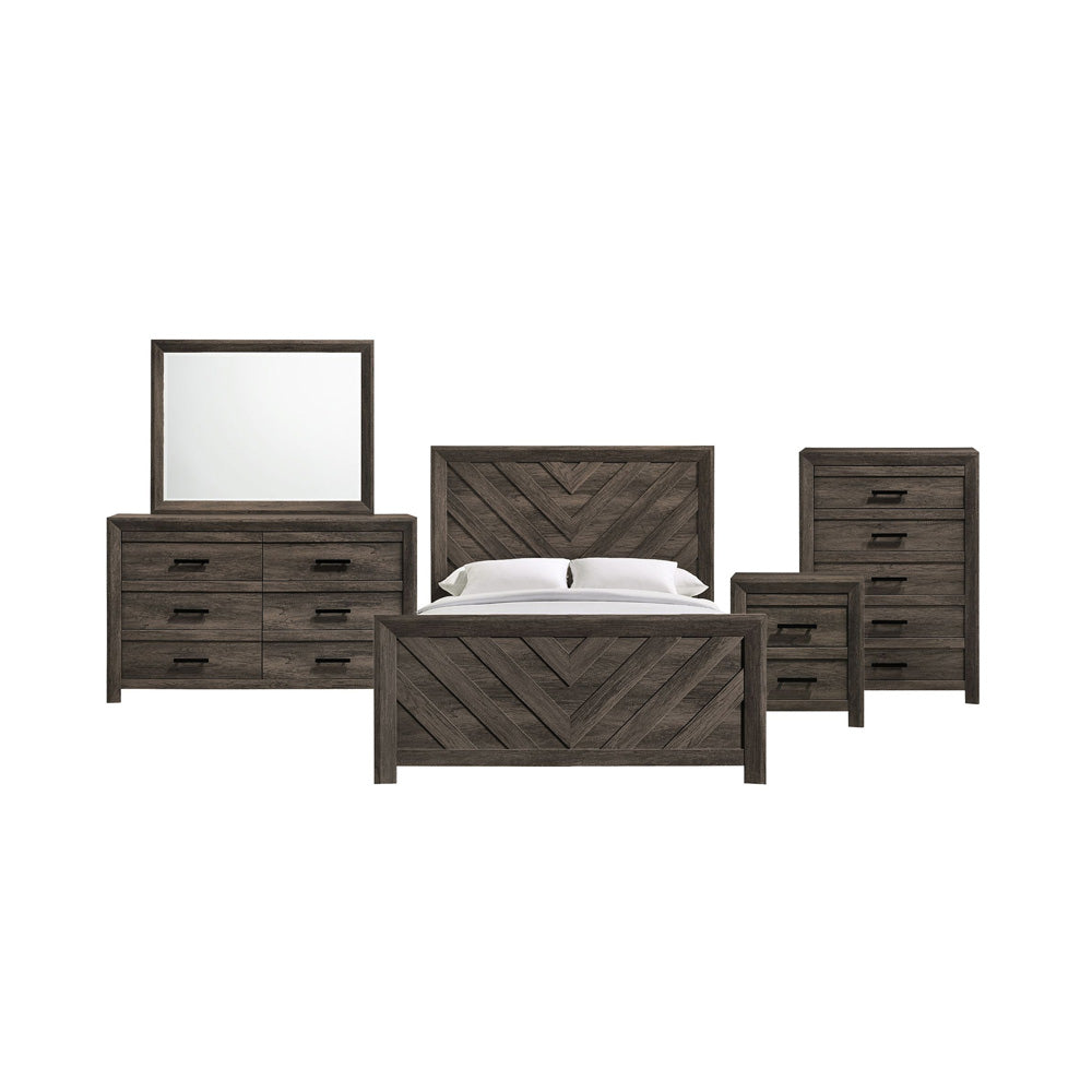 Picket House Furnishings - Ashford Queen Panel 5PC Bedroom Set in Mocha Grey - EL400QBZS5PC view 1