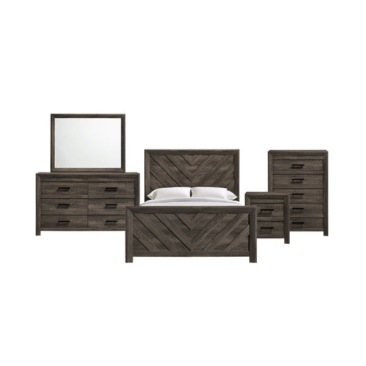 Picket House Furnishings - Ashford Queen Panel 5PC Bedroom Set in Mocha Grey - EL400QBZS5PC view 1