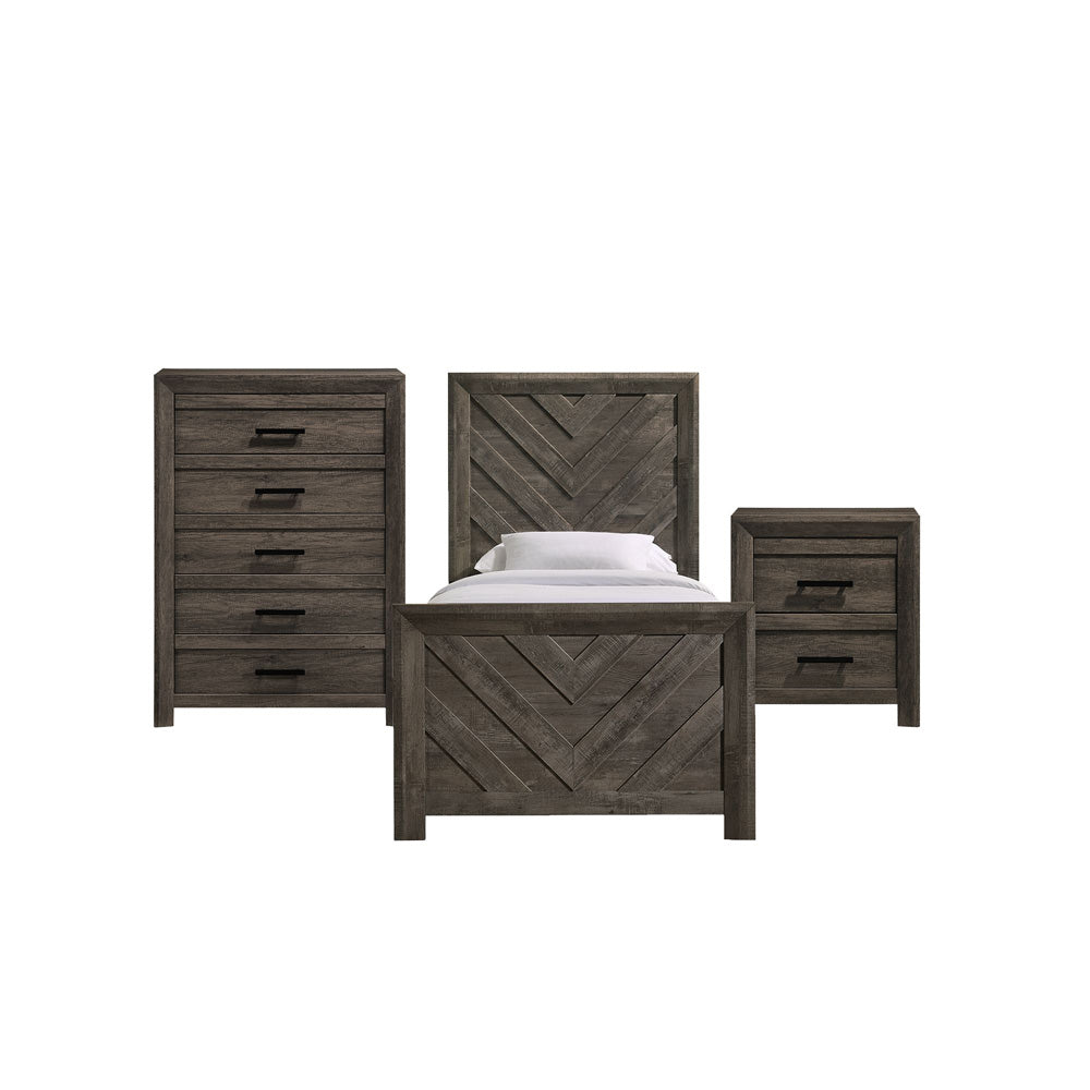 Picket House Furnishings - Ashford Twin Panel 3PC Bedroom Set in Mocha Grey - EL400TBZS3PC view 1