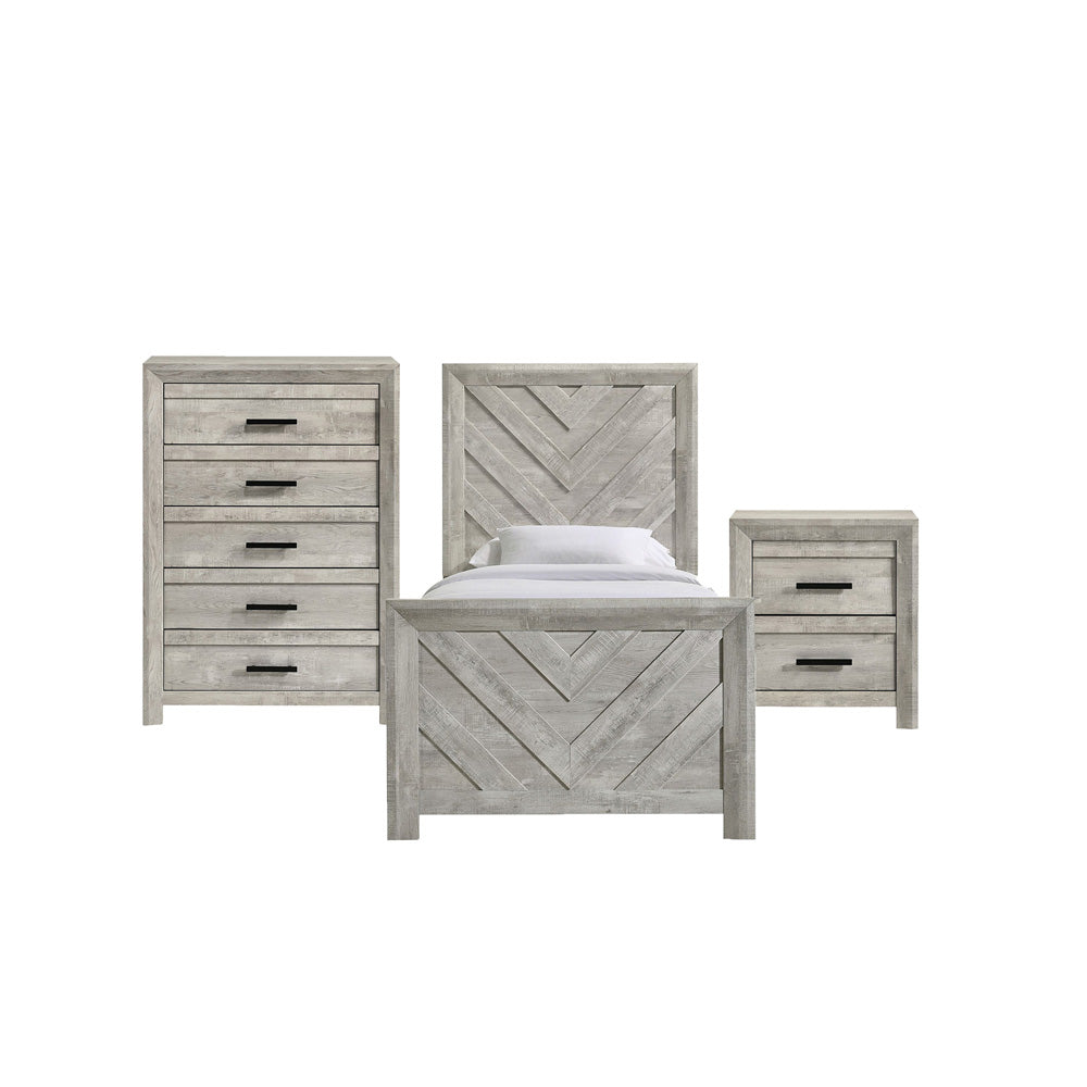 Picket House Furnishings - Ashford Twin Panel 3PC Bedroom Set in White - EL700TBZS3PC view 1