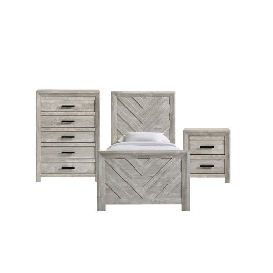 Picket House Furnishings - Ashford Twin Panel 3PC Bedroom Set in White - EL700TBZS3PC view 1