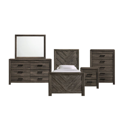 Picket House Furnishings - Ashford Twin Panel 5PC Bedroom Set in Mocha Grey - EL400TBZS5PC view 1