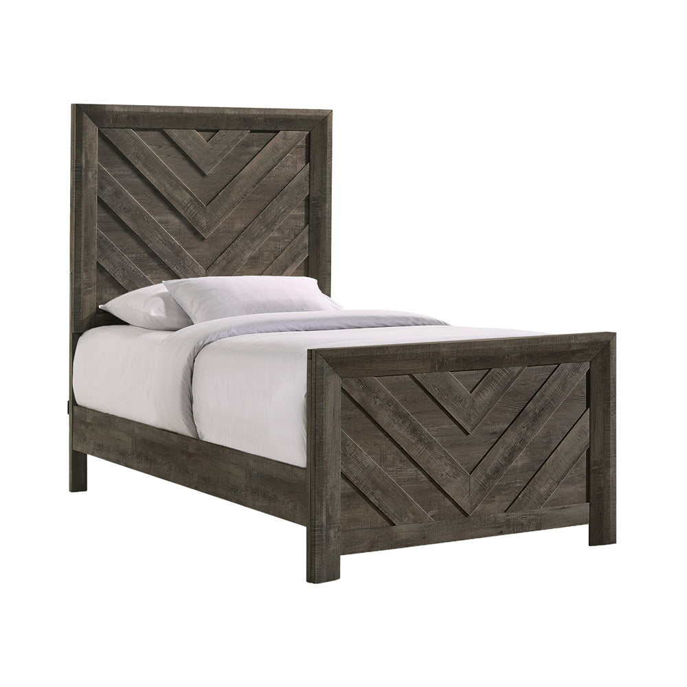 Picket House Furnishings - Ashford Twin Panel 5PC Bedroom Set in Mocha Grey - EL400TBZS5PC view 2