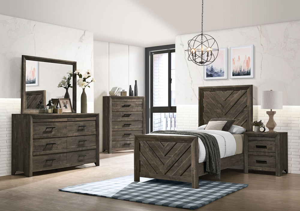 Picket House Furnishings - Ashford Twin Panel 5PC Bedroom Set in Mocha Grey - EL400TBZS5PC view 12