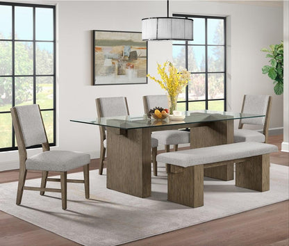 Picket House Furnishings -  Bassett 6PC Standard Height Dining Set in Oak-Table, Four Chairs & Bench - D-10560-5-DT-6PC veiw 5