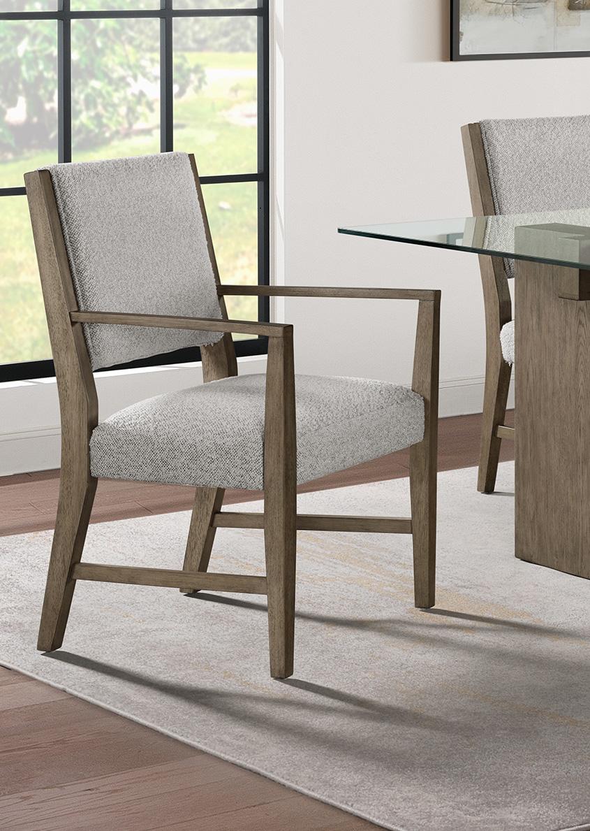 Picket House Furnishings -  Bassett Dining Arm Chair with Light Grey Boucle Fabric in Oak (2 Per Carton) - D-10560-5-AC veiw 3