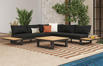 Picket House Furnishings - Beachside Coffee Table with Natural Top in Black - O-188820-8-CT view 3