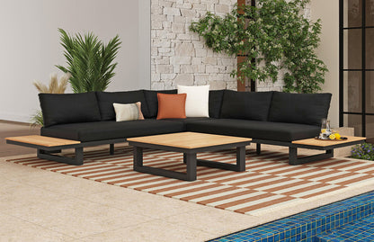 Picket House Furnishings - Beachside Three Piece Outdoor Living Set with Dark Grey Olefin in Black - O-188820-8-OLS view 6