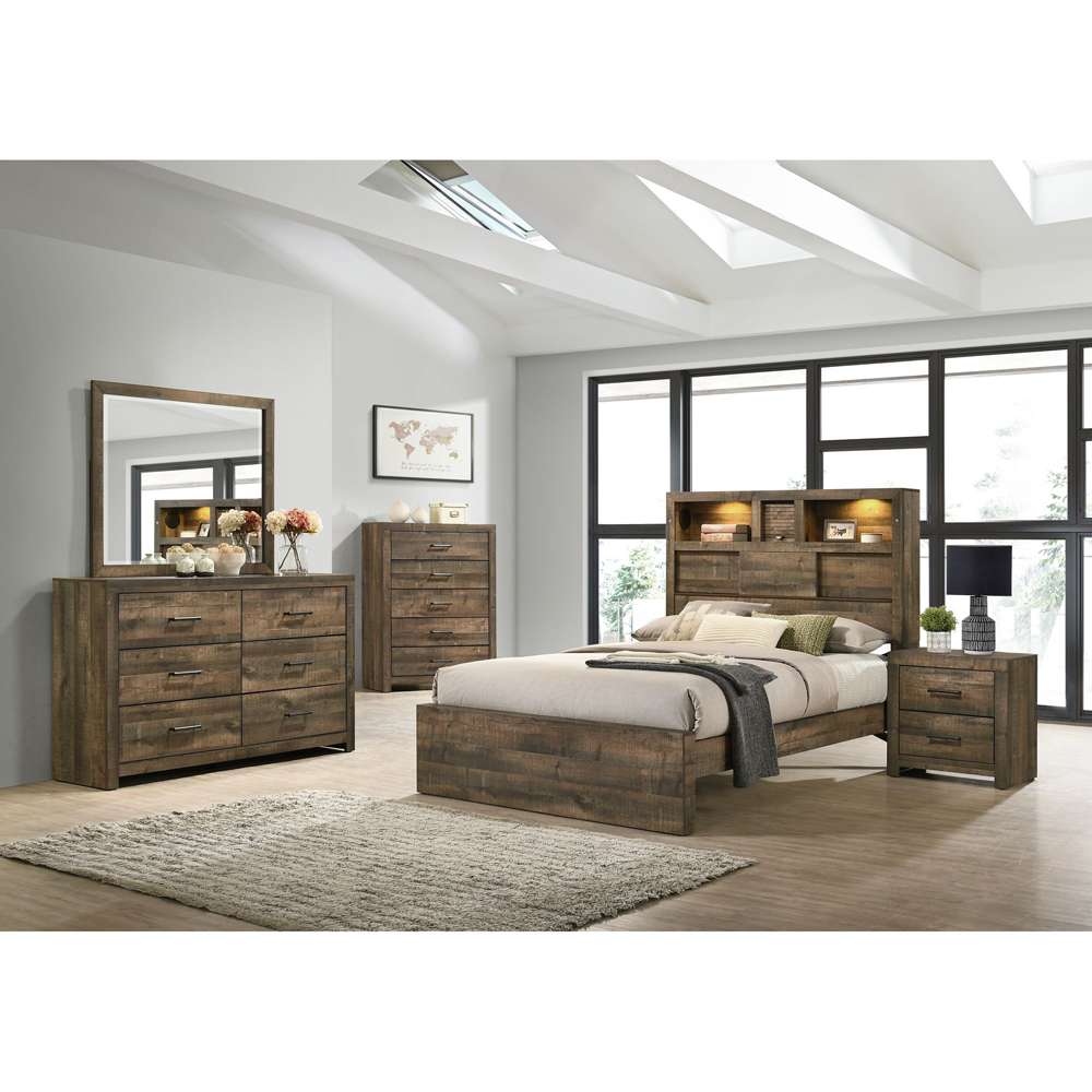 Picket House Furnishings - Beckett Full Bookcase Panel 4PC Bedroom Set with Bluetooth - BY520FB4PC veiw 3