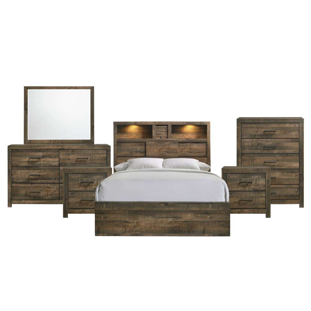 Picket House Furnishings - Beckett Full Bookcase Panel 6PC Bedroom Set with Bluetooth - BY520FB6PC veiw 2