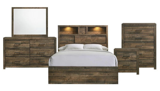 Picket House Furnishings - Beckett Queen Bookcase Panel 5PC Bedroom Set with Bluetooth - BY520QB5PC veiw 1
