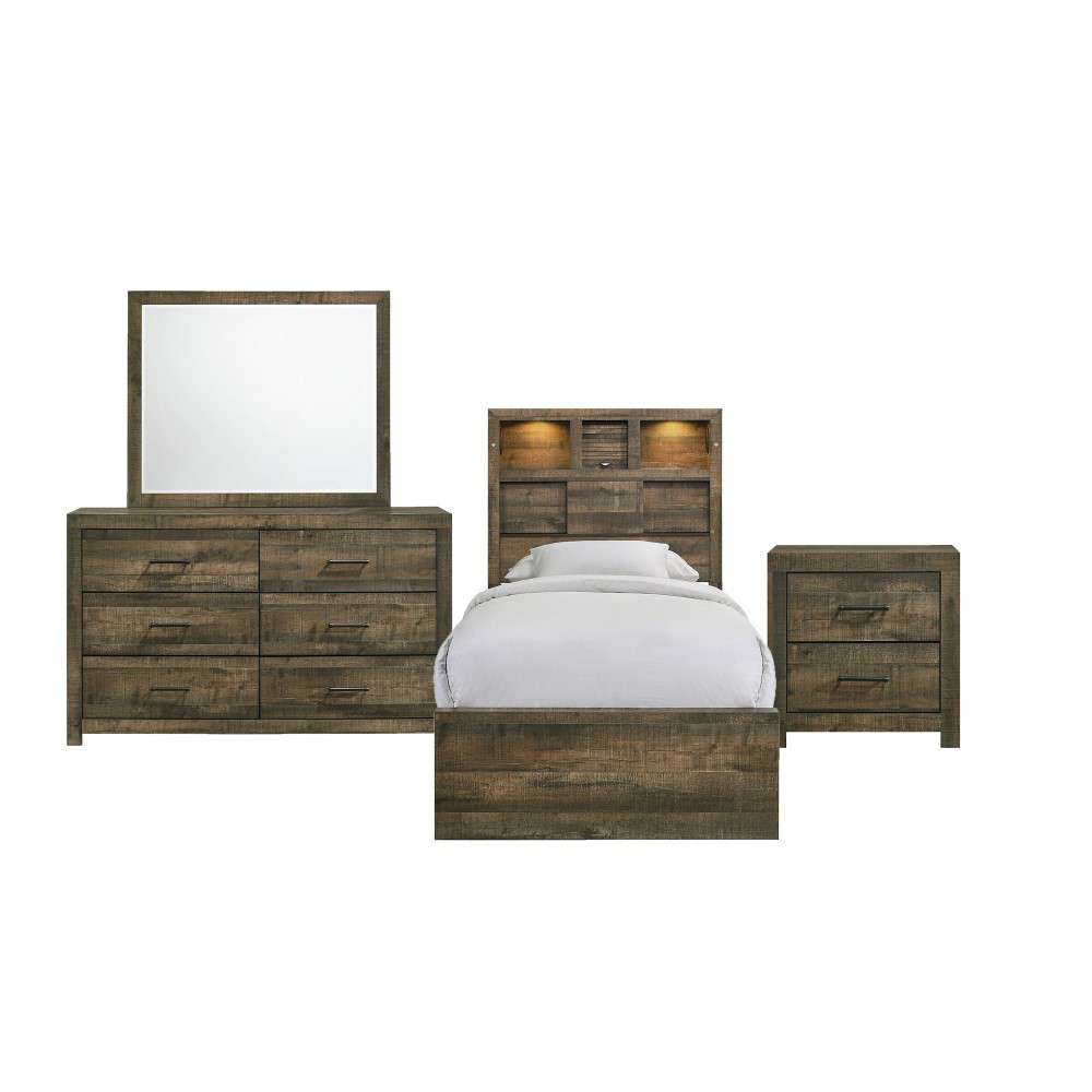 Picket House Furnishings - Beckett Twin Bookcase Panel 4PC Bedroom Set with Bluetooth - BY520TB4PC veiw 1