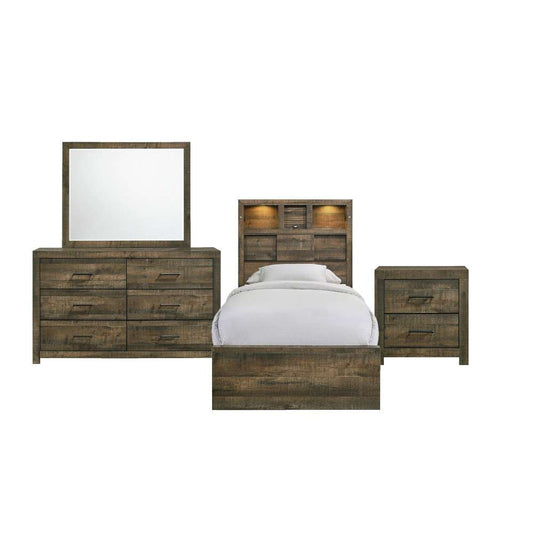 Picket House Furnishings - Beckett Twin Bookcase Panel 4PC Bedroom Set with Bluetooth - BY520TB4PC veiw 2
